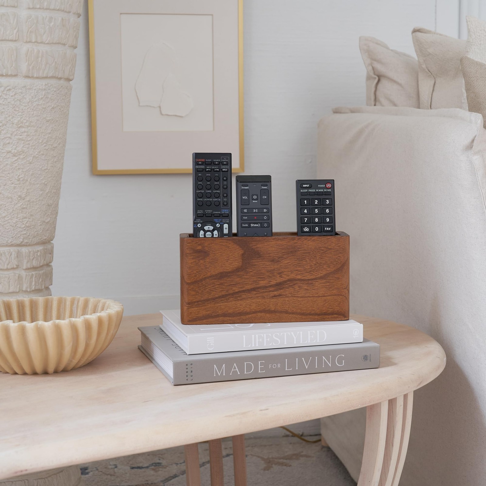 Premium Wooden Remote Control Holder - Easy Install Adhesive Wall Mount Caddy...
