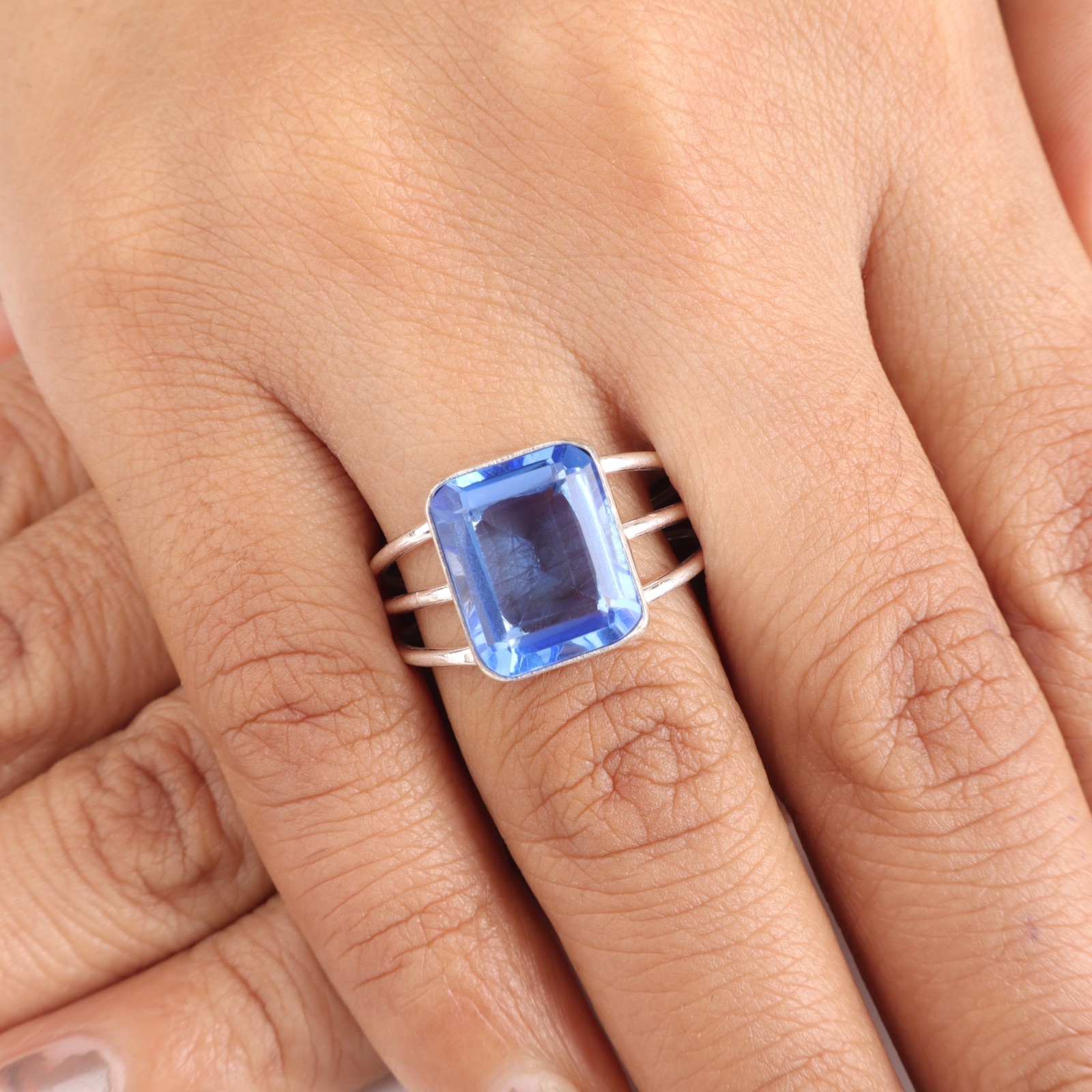 Tanzanite Gemstone 925 Sterling Silver Jewelry Handmade Designer Ring For Gift