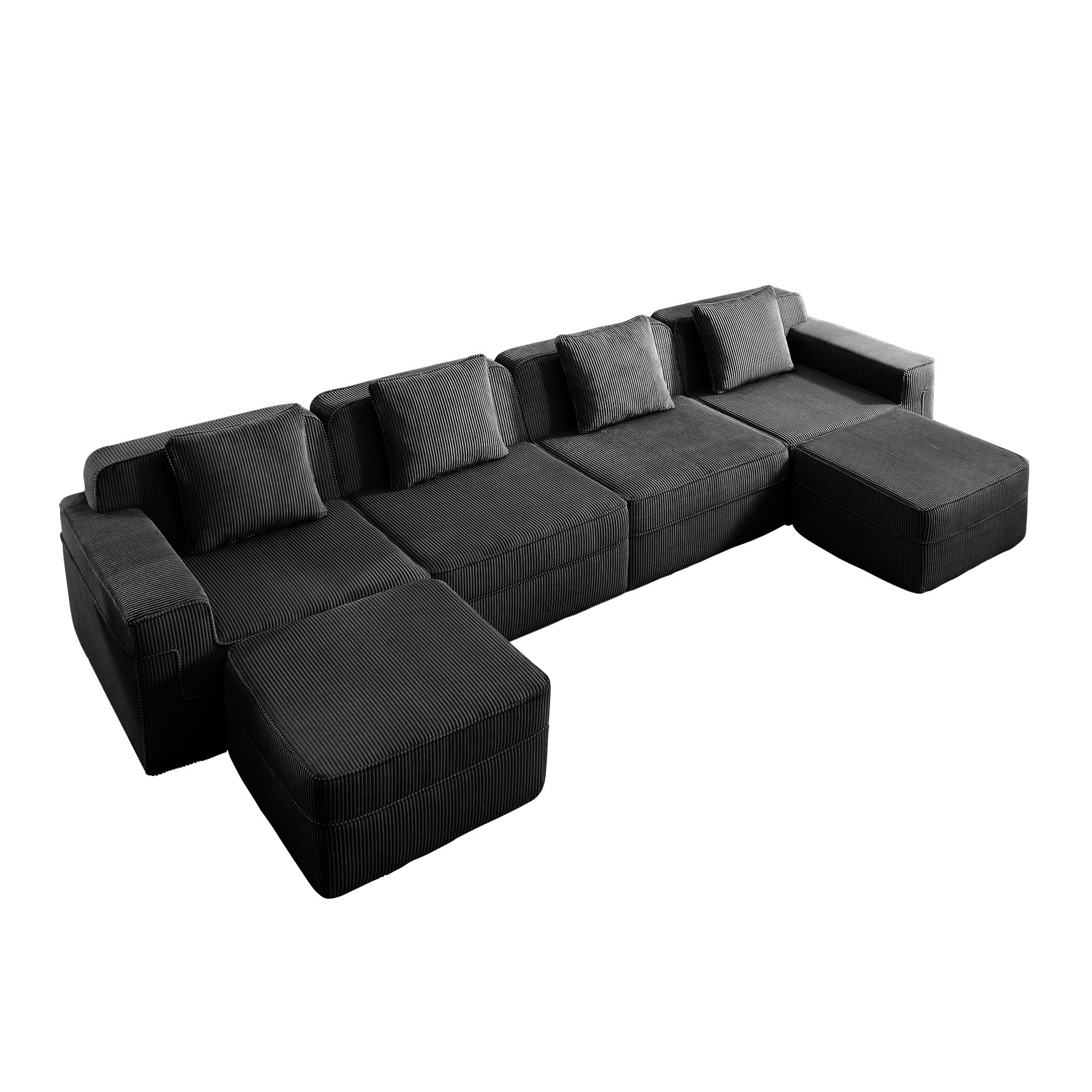 Modular 4 Seat U Shape Sectional Boneless Sofa, Cloud Sectional Couch with Deep