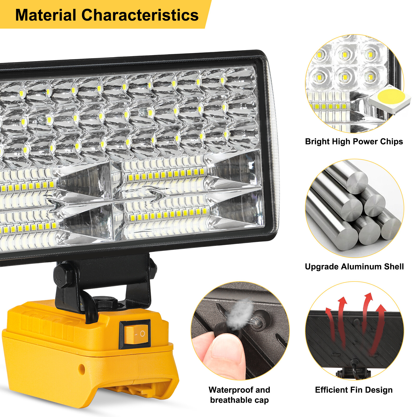 2×Cordless Led Work Light For Dewalt 20V Battery,Portable Flood Light Flashlight