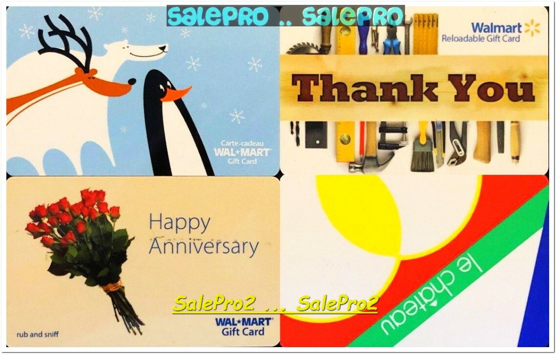 4x WALMART CHRISTMAS VALENTINE LE CHATEAU THANK YOU COLLECTIBLE GIFT CARD LOT