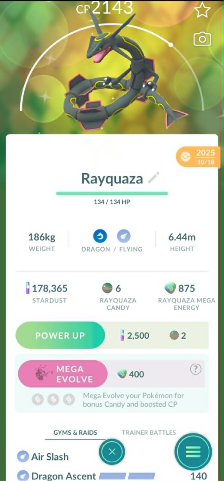 Shiny Rayquaza - Dragon Ascent skill - 20k Star.d or P T C