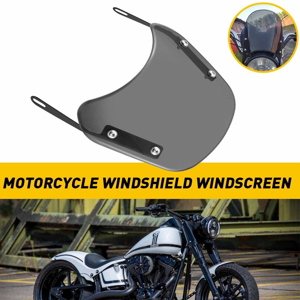 Smoke Motorcycle Windshield Windscreen 5"-7" Headlight FIT Honda Kawasaki Suzuki