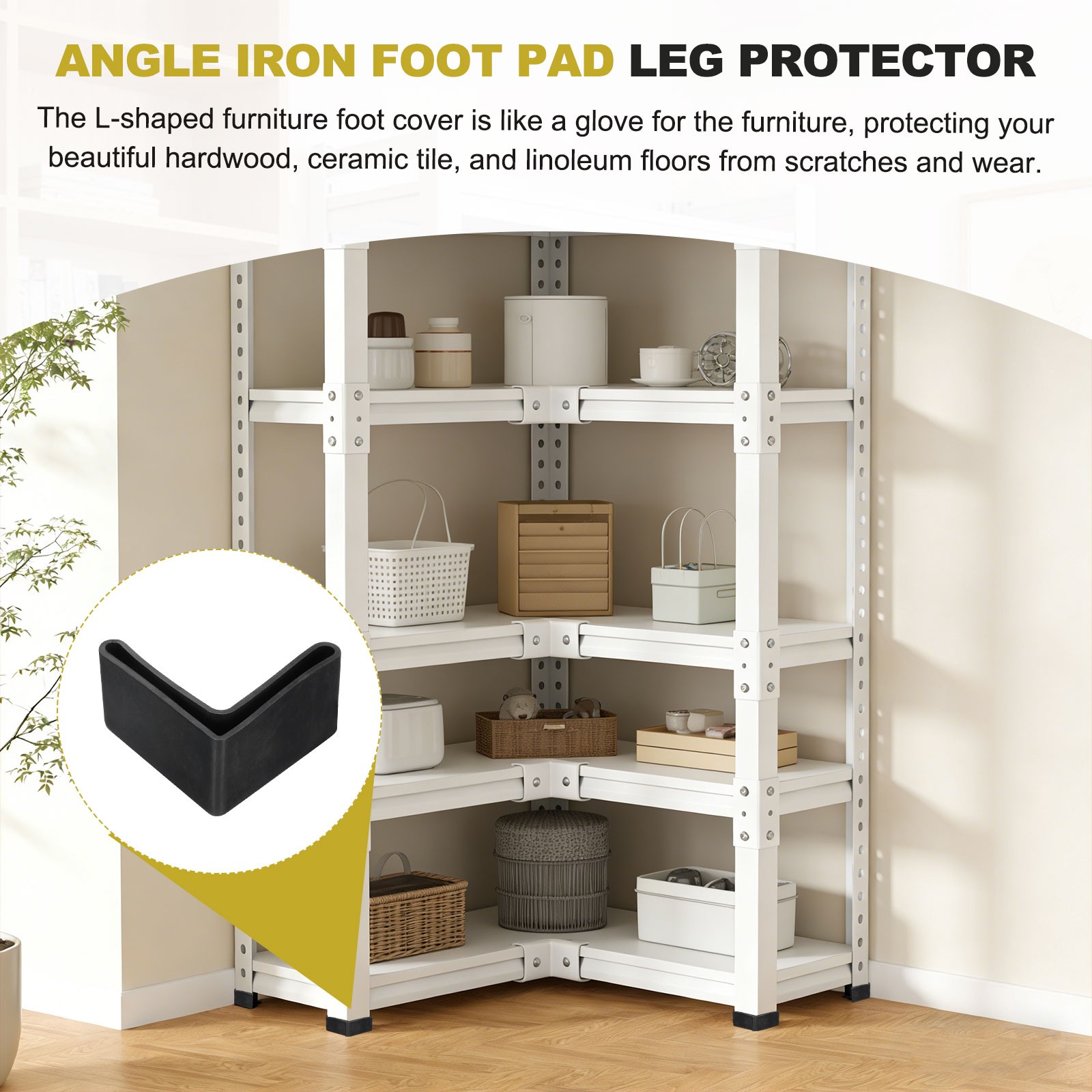 8Pcs 1" Bed Frame End Cap, Angle Iron Foot Pad Leg Protector, Black