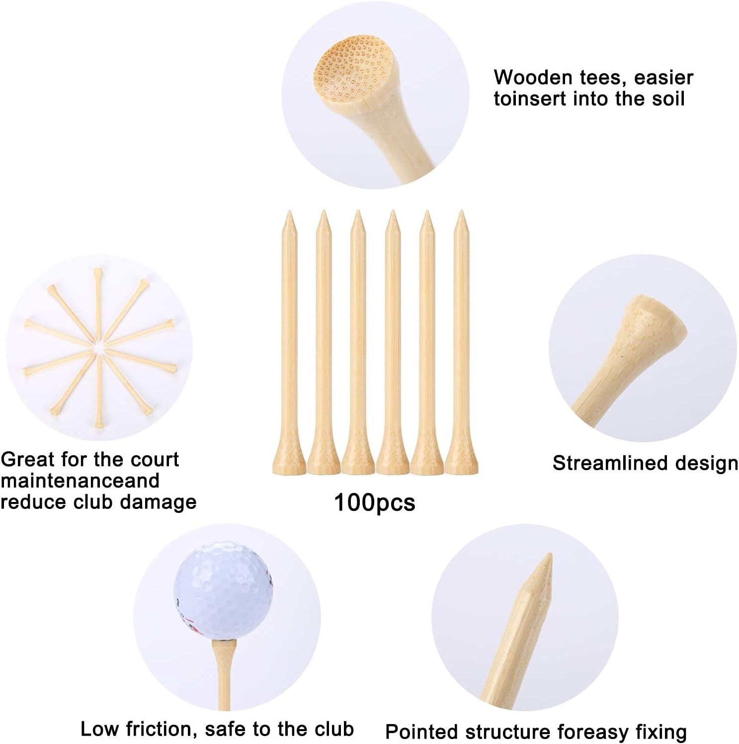 100% Biodegradable Bamboo Golf Tees - 3-1/4" – Perfect Stability & Accuracy