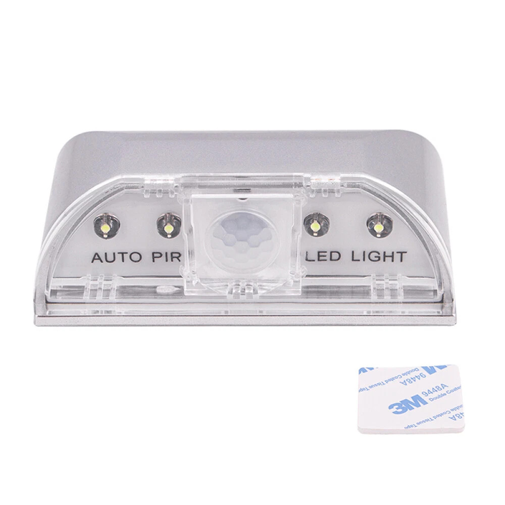 4 LED Sensor Light Auto PIR Infrared Wireless Keyhole Motion Detection Bright CW