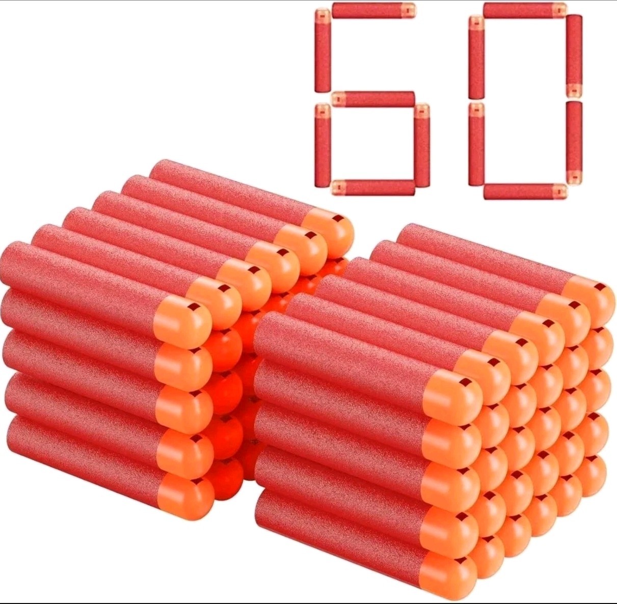 60 PCS Mega Darts Foam Bullet Refill Pack - Compatible with Nerf N-Strike Mega S