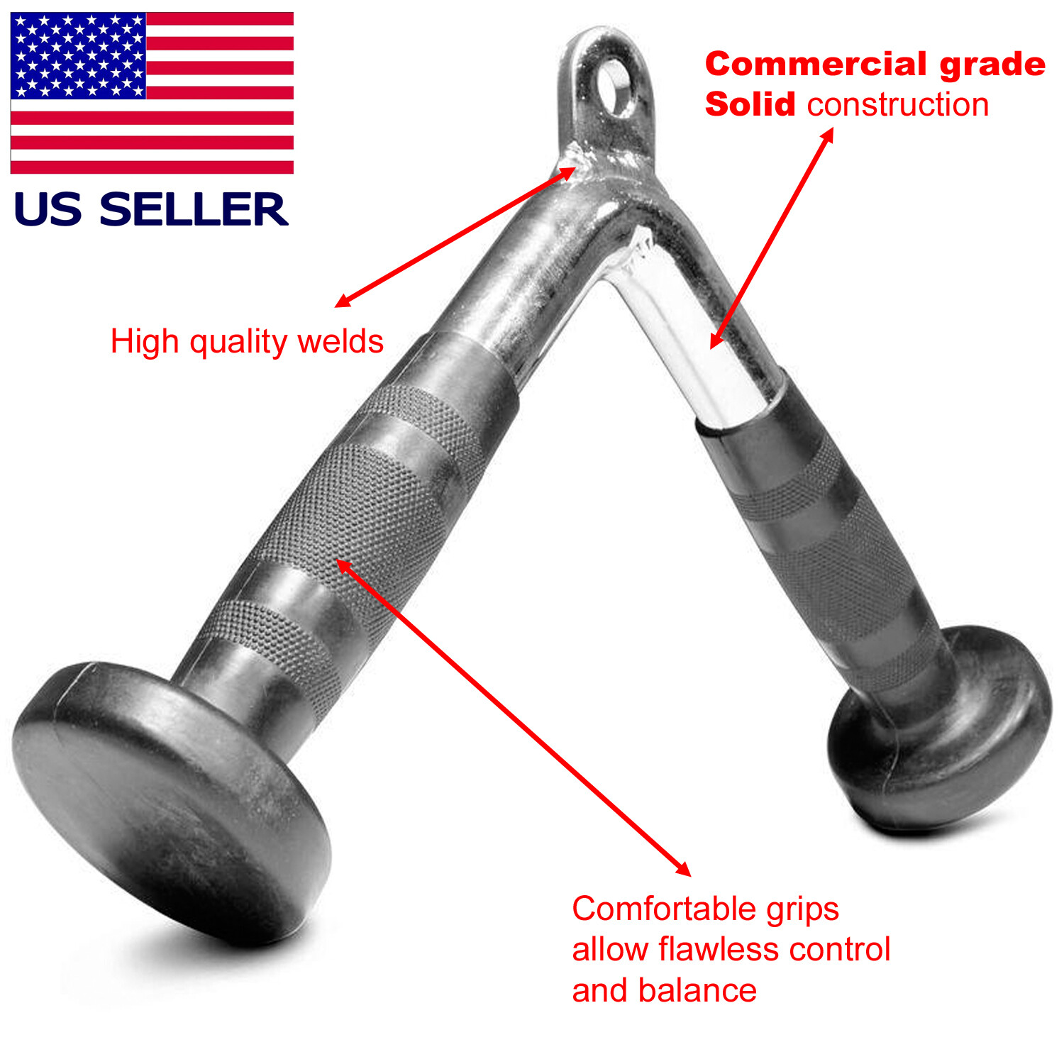 Tricep Press Down Cable Machine Attachment LAT Pulldown Gym V Pull Up Bar
