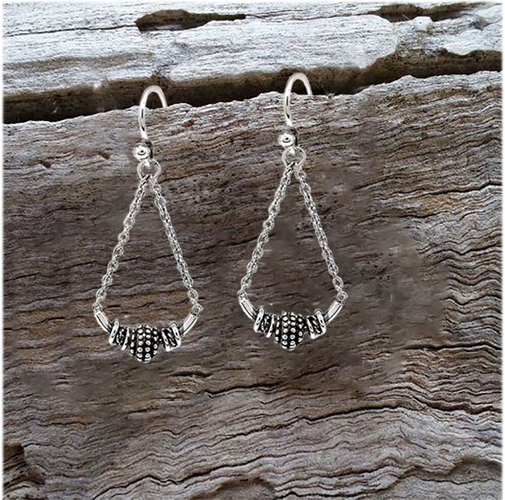 925 sterling silver Oxidized Hanging Drop Hook Earrings For Women