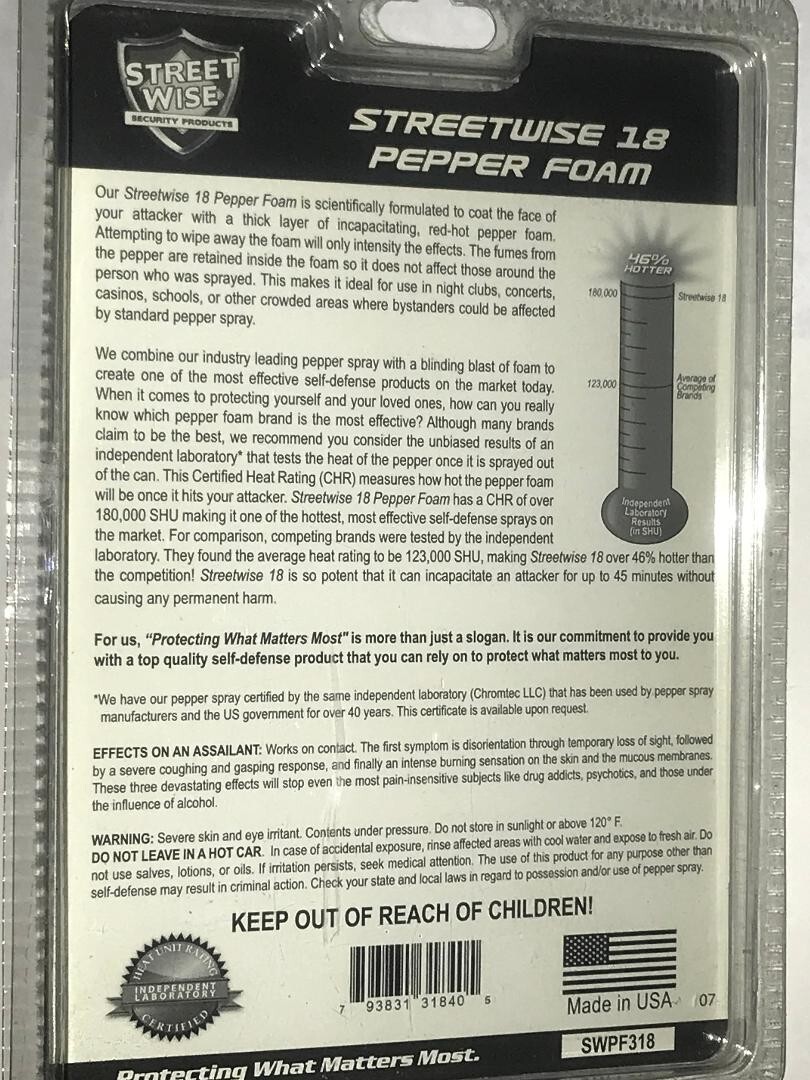 FOAM Pepper Spray 1/2 oz Black case and key ring