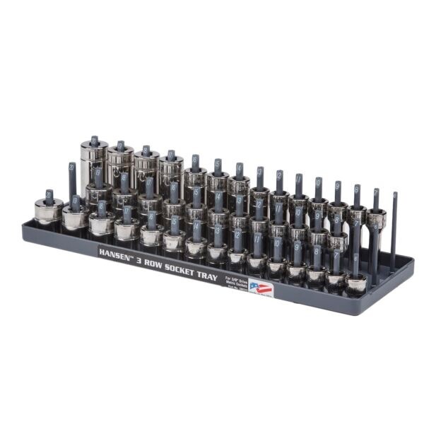 Hansen 3/8" Socket Organizer Tray Holder Metric 3 Row MM Shallow, Semi, Deep USA