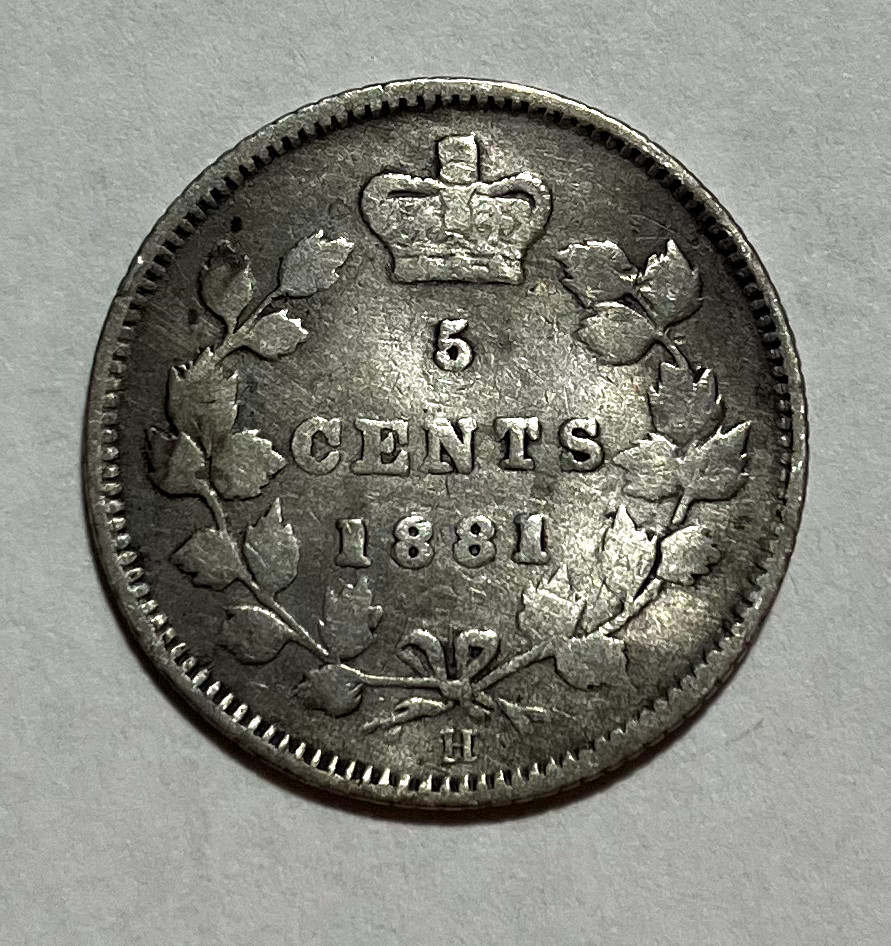 1881 H Canada 5 Cents - Bent