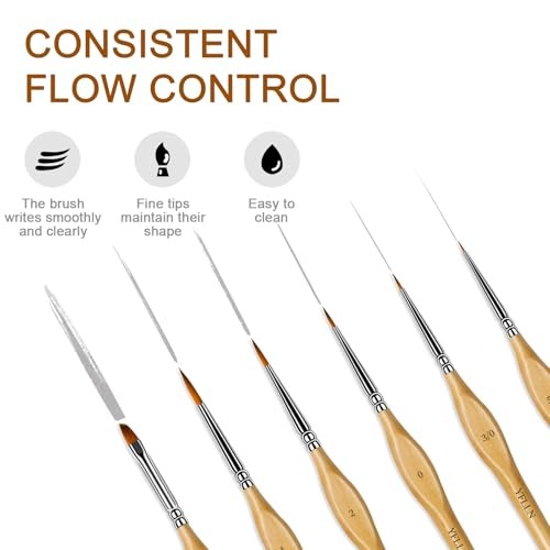 6Pcs Miniature Paint Brushes Set with Triangular Handles - for Acrylics, 6PCS