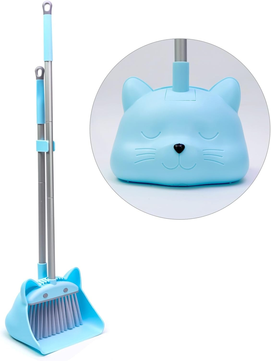 28 Inch Kids Broom and Dustpan Set Toddler Cleaning Toy Play Cleaning Kit Blue