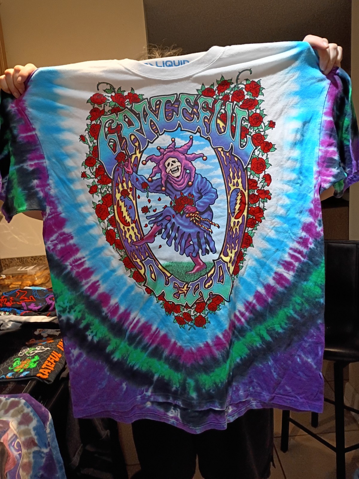 Liquid Blue Grateful Dead SEASONS OF THE DEAD Jester Tie Dye T Shirt M B4GOFREE