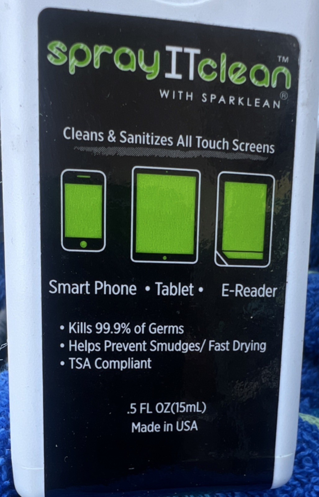 SprayITclean Touch Screen Cleaning Liquid 15mL for Smartphones Tablets E-Readers