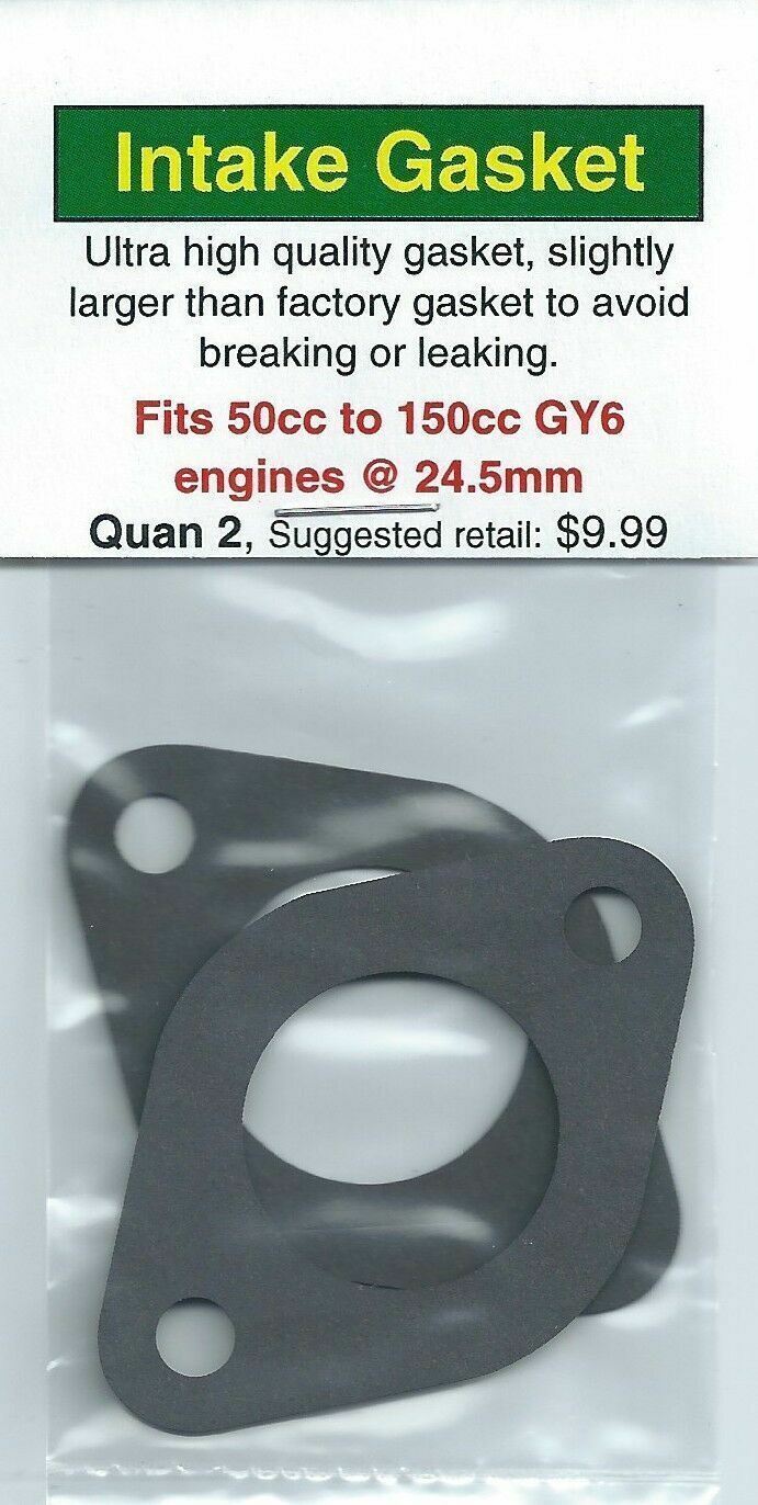 50cc, 60cc, 125cc & 150cc GY6 Motorbike 24.5mm Intake Manifold Gasket 2 Pack NIP