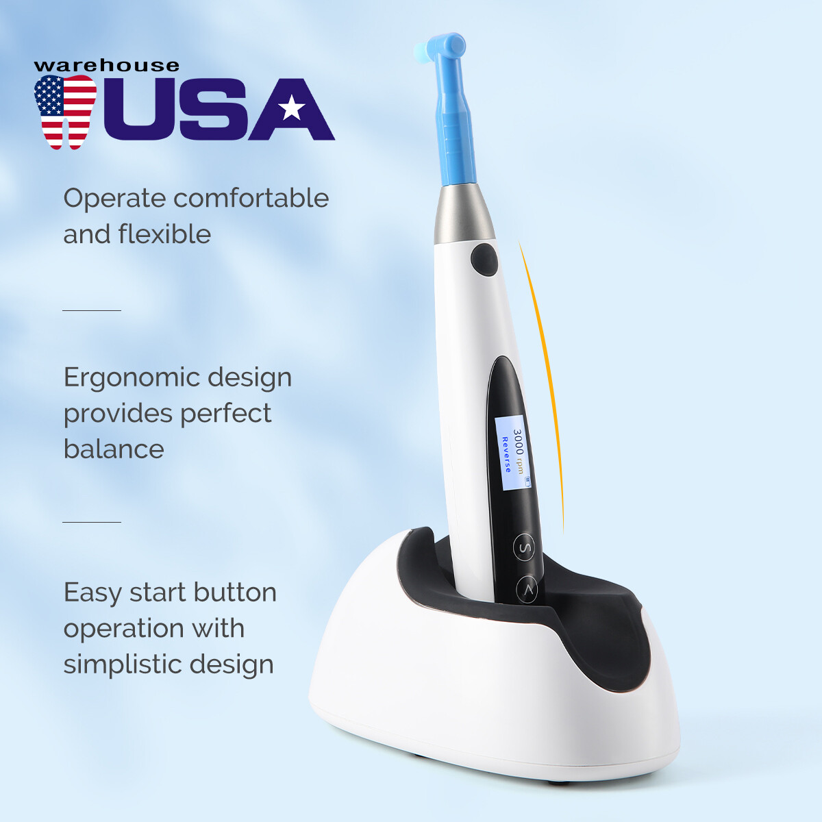AZDENT Dental Cordless Brushless Hygiene Prophy Handpiece 10-speed settings US