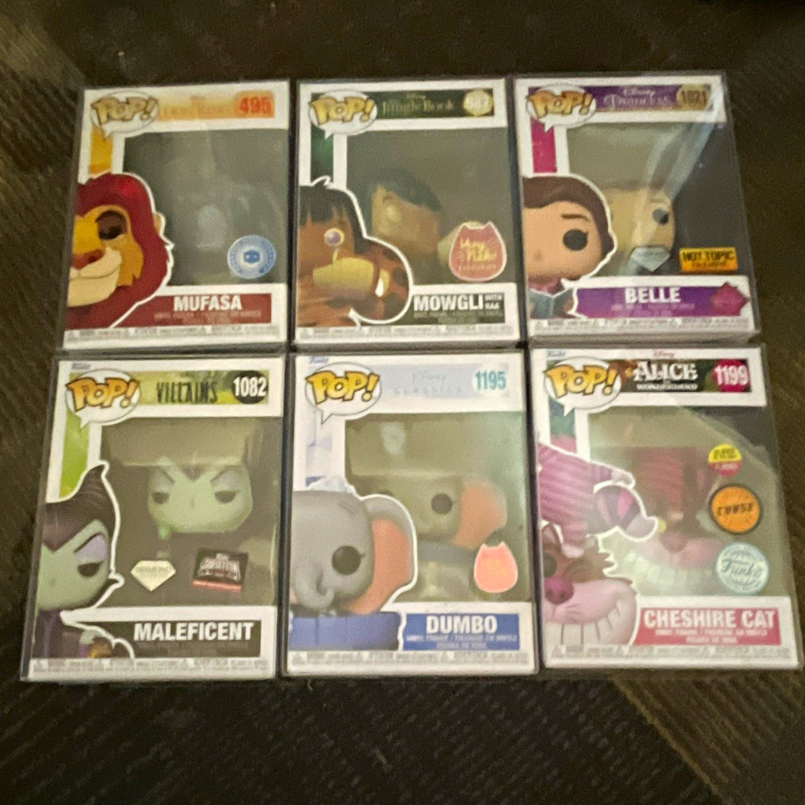Funko POP! Disney Vinyl Mixed Lot 6 Mufasa Belle Maleficent Dumbo Hot Topic