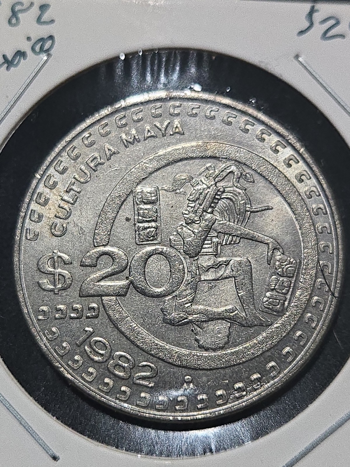 1982 Mexico 20 Pesos UNCIRCULATED Coin -32MM-Culture Maya Commemorative KM#486