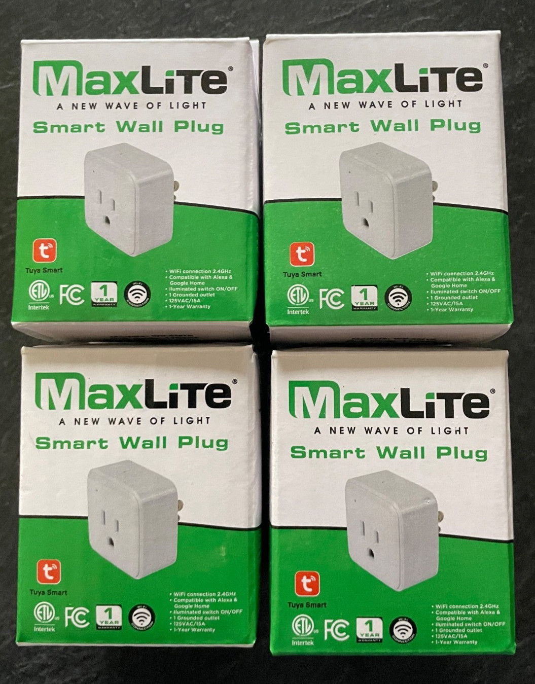 MaxLite WiFi Smart Wall Plug (Google and Alexa Compatible) NEW Lot of 4