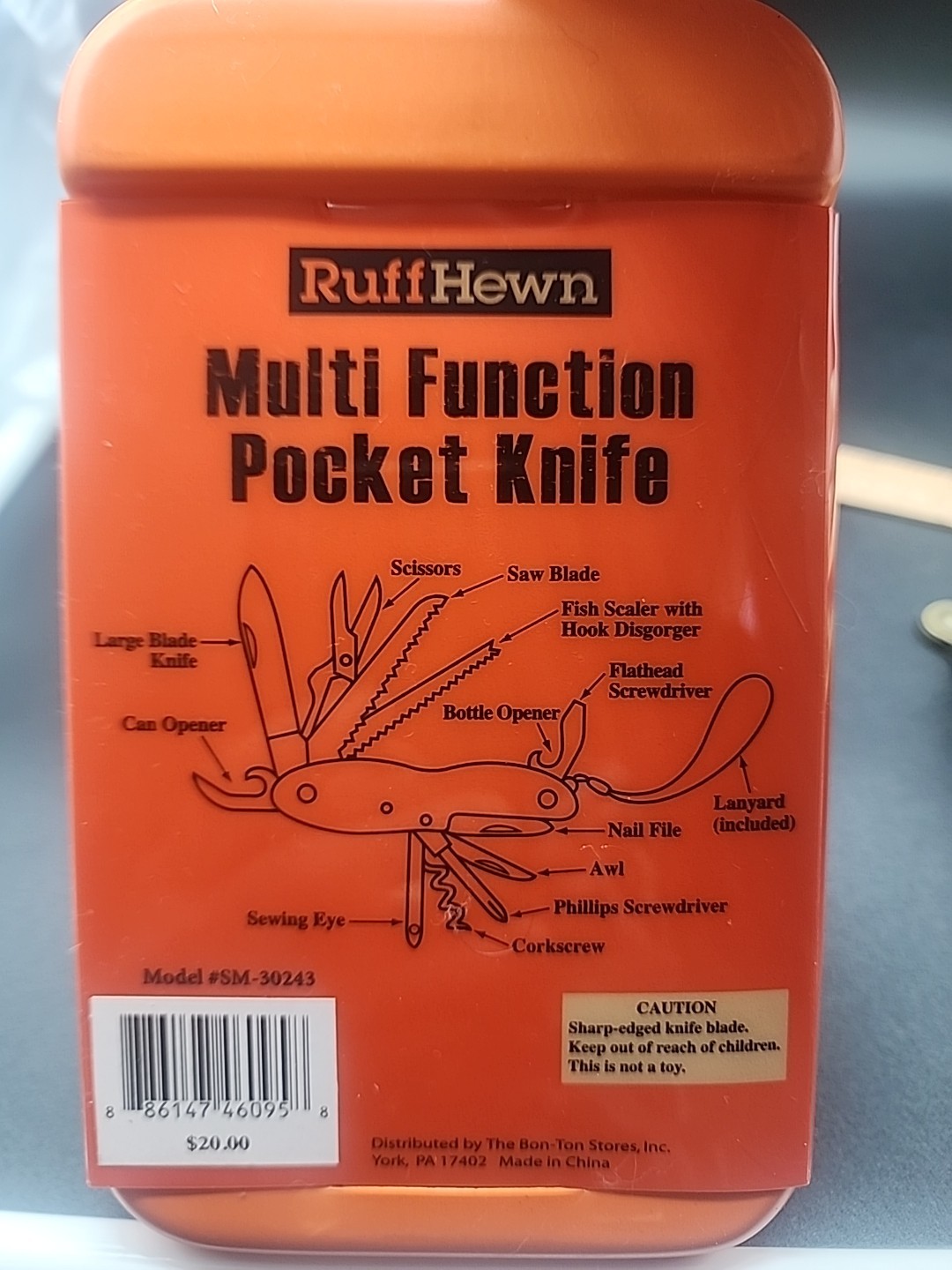 NEW 11-in-1 Multi Function Pocket Knife SM-30243 Ruff Hewn Orange NIB