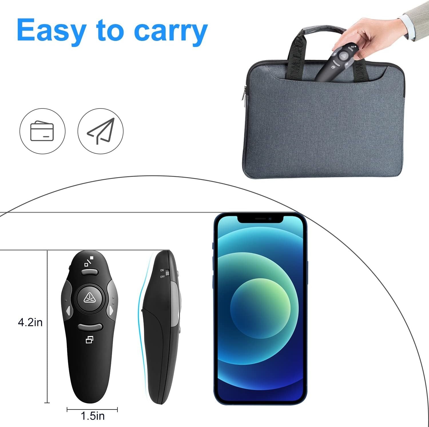 Ergonomic Wireless Presentation Clicker with Laser Pointer - USB Remote for M...