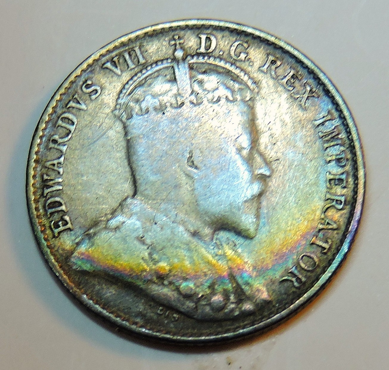 1905 Canada Silver 5 Cents Rainbow Album Toning
