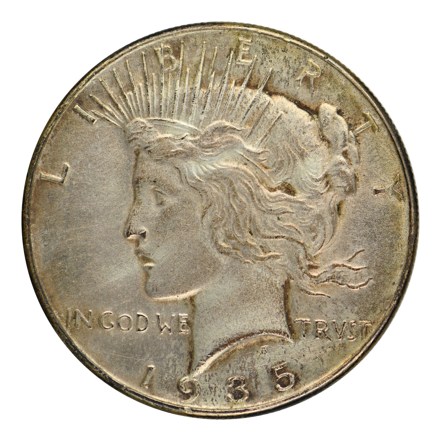 1935 Peace Dollar About Uncirculated Condition