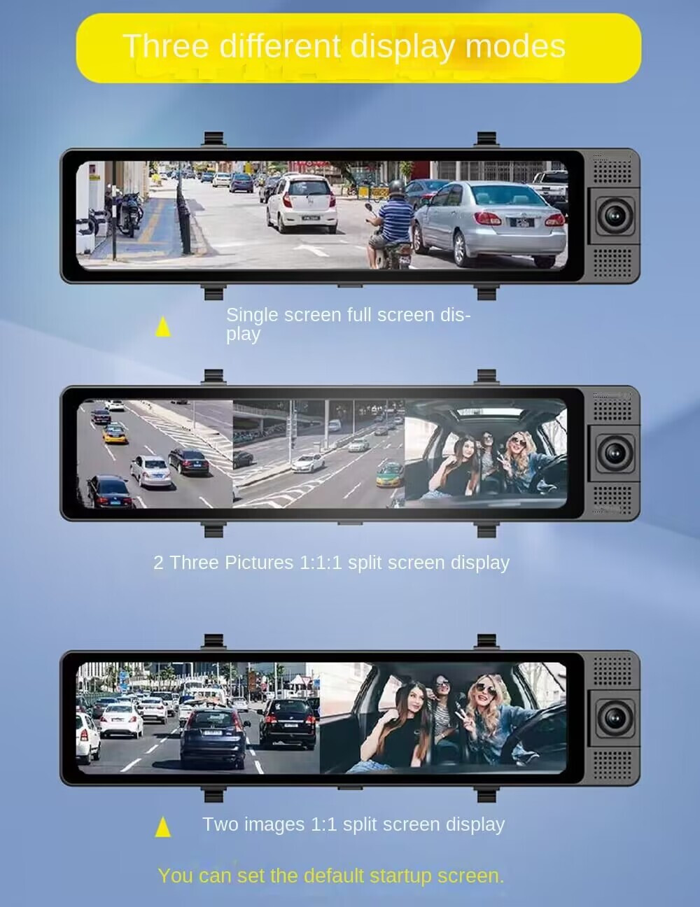 Dash Cam Car DVR Recorder Touch Screen 3 Lens Front/Rear/Inside Camera G-Sensor