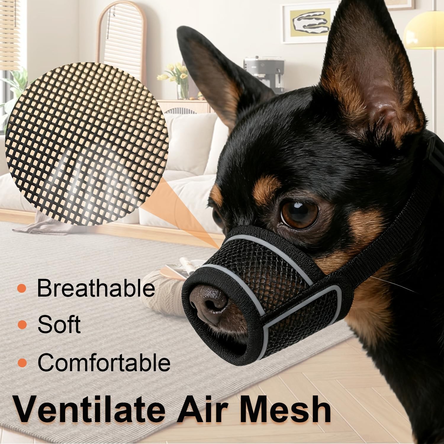 Dog Muzzle Soft Air Mesh Reflective XXS For Small Medium Large Training