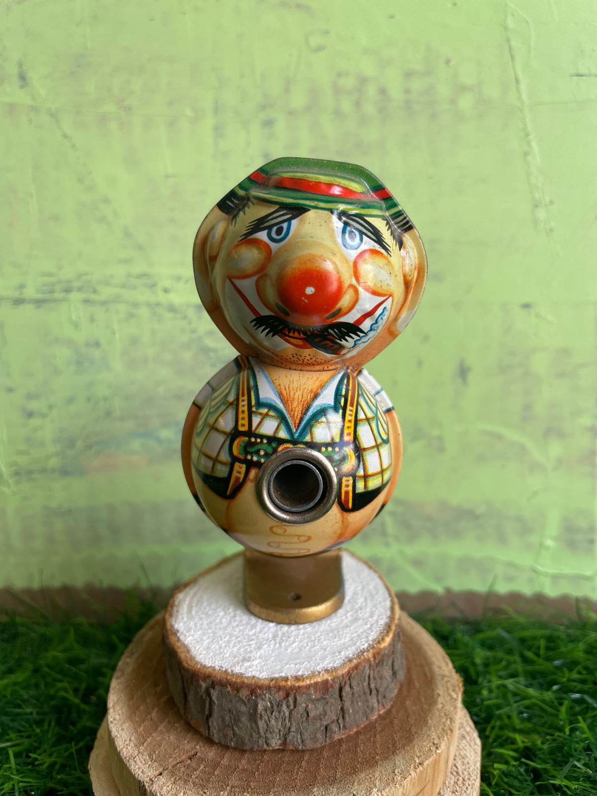 Vintage Tin Litho Pencil Sharpener Man with Cigar Lederhosen KUM W. Germany
