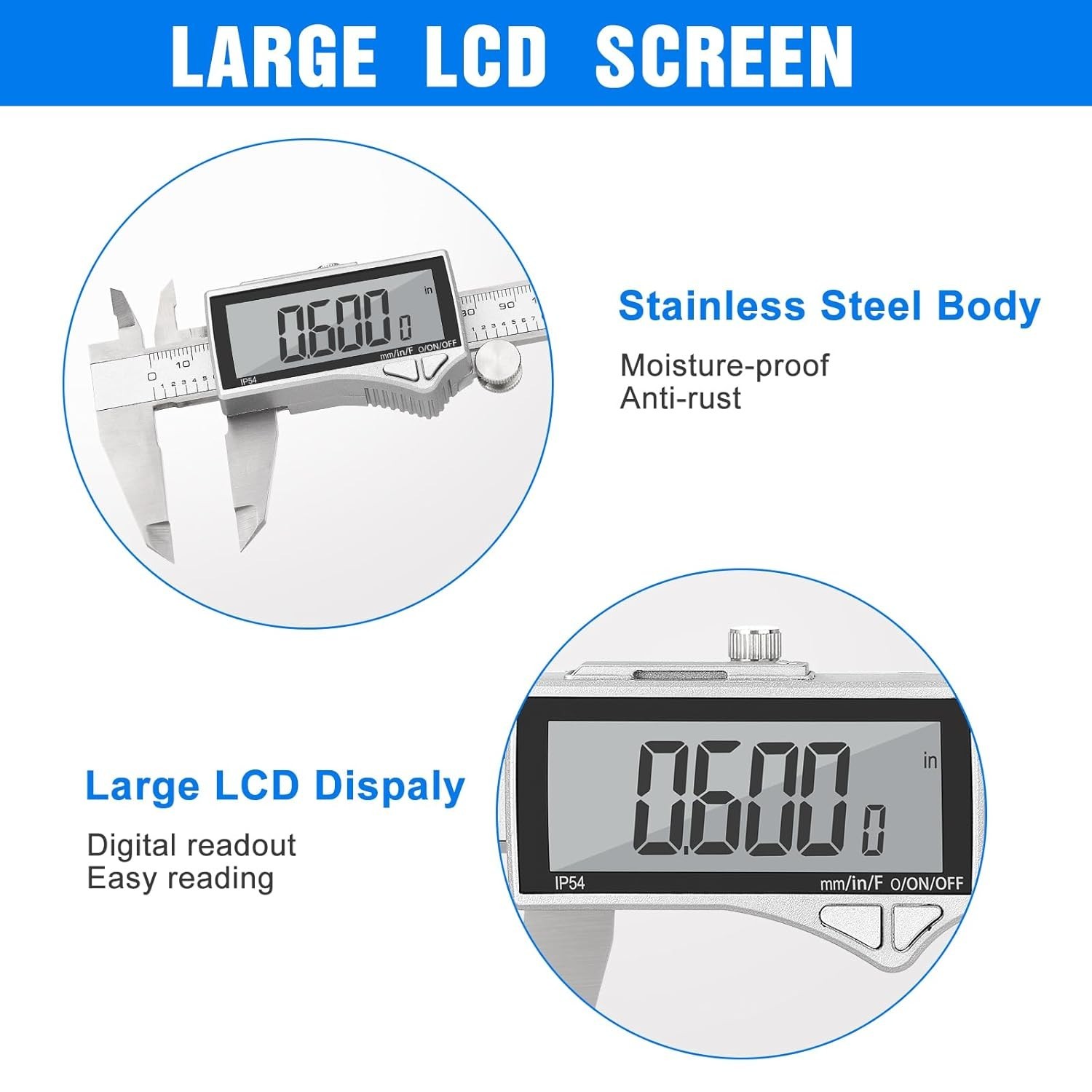 Multi-Function Stainless Steel Digital Caliper: 0-6 Inches with 3 Unit Switch