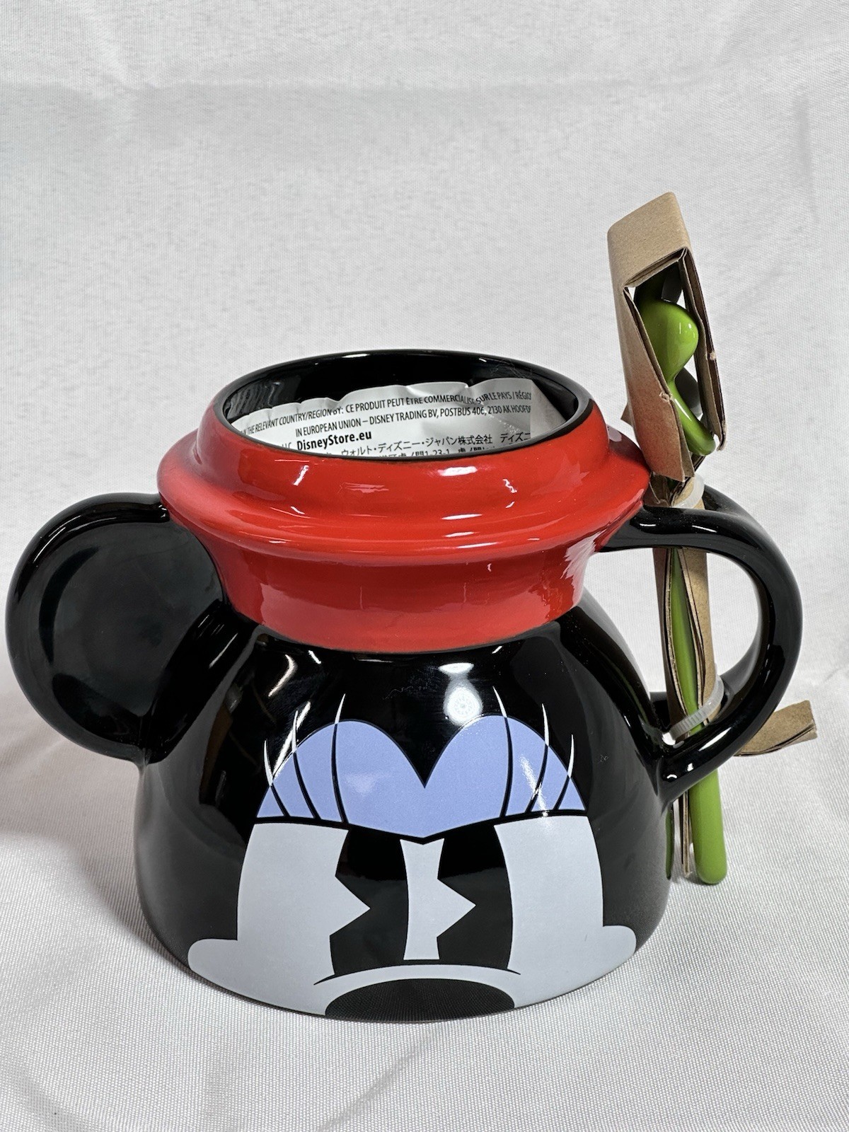 NWT ~ Disney Minnie Mouse Mug with Spoon Stoneware (17oz) ~ 3D Shaped Coffee Cup