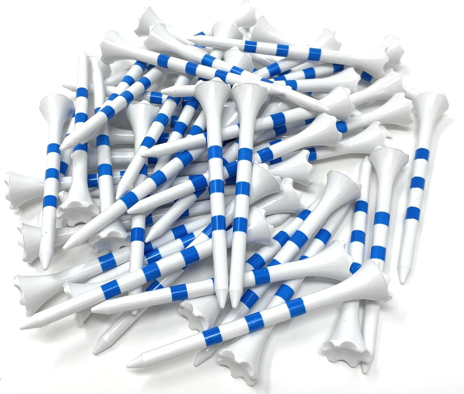 NorthPointe 3 ¼” Golf Tees Plastic – White/Blue Stripes - 100 3 1/4"