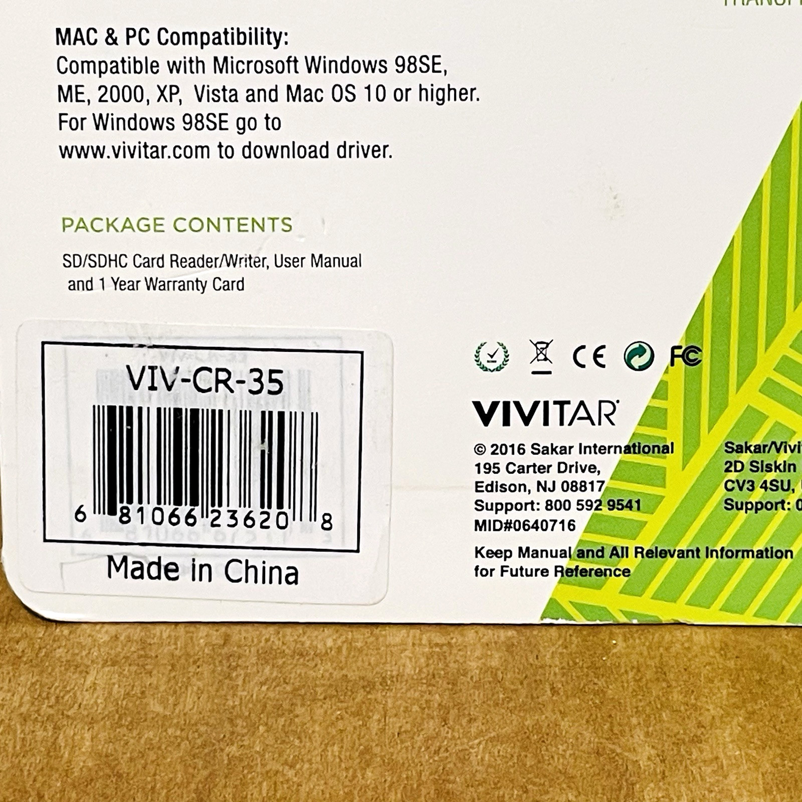 Vivitar Reader Writer SD/SDHC Card Back Up Transfer Copy PC MAC NEW