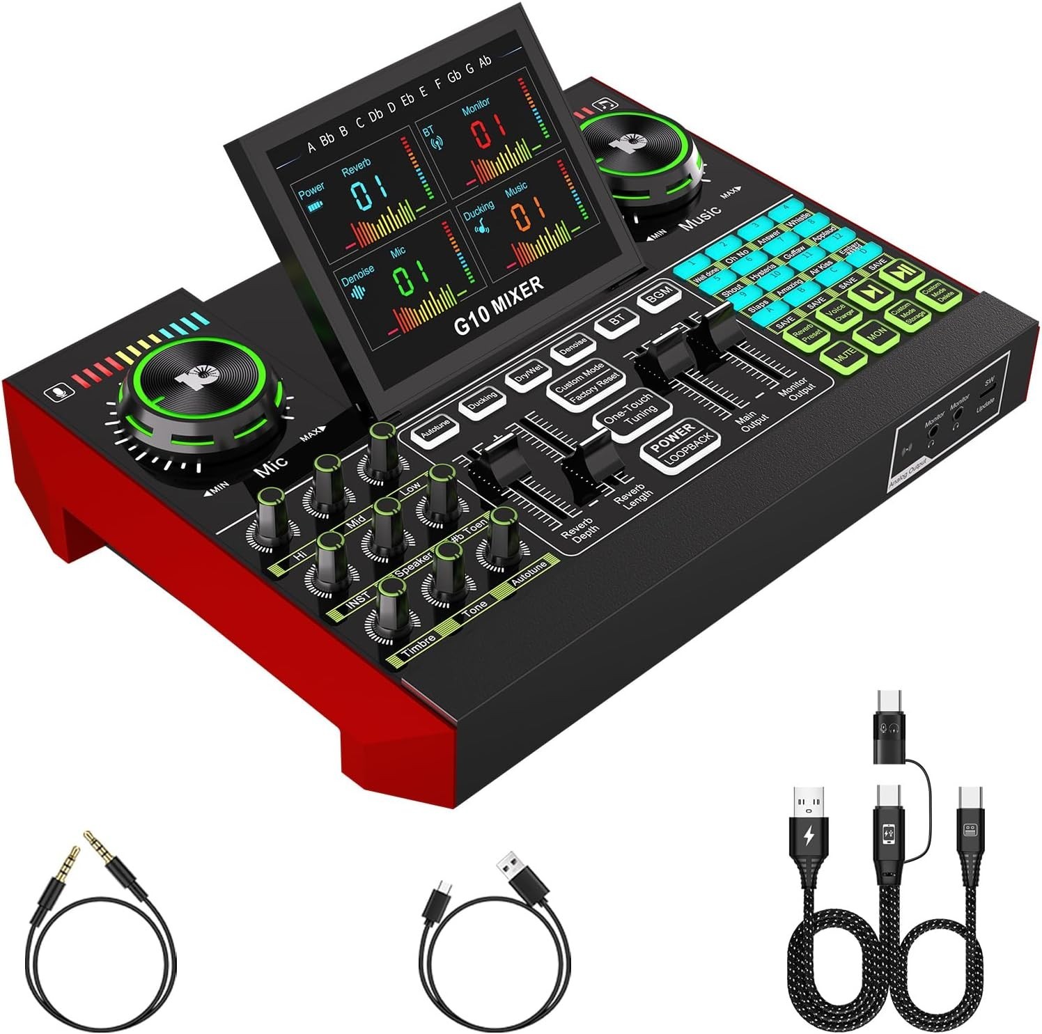Tenlamp G10 Gaming Audio Mixer,Sound Board for Pc Professional Streaming