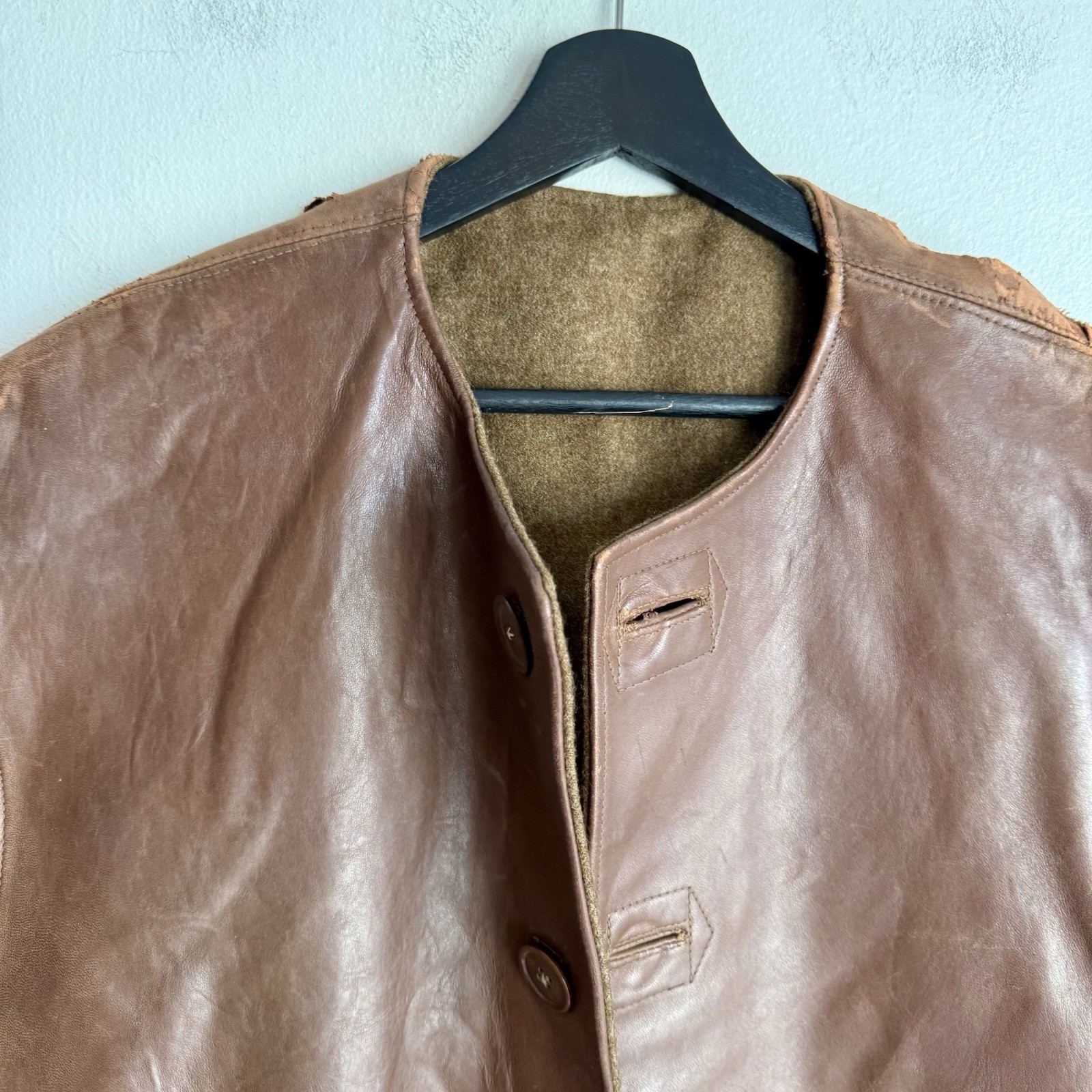 WWII British Leather Jerkins Vest Dated 1940