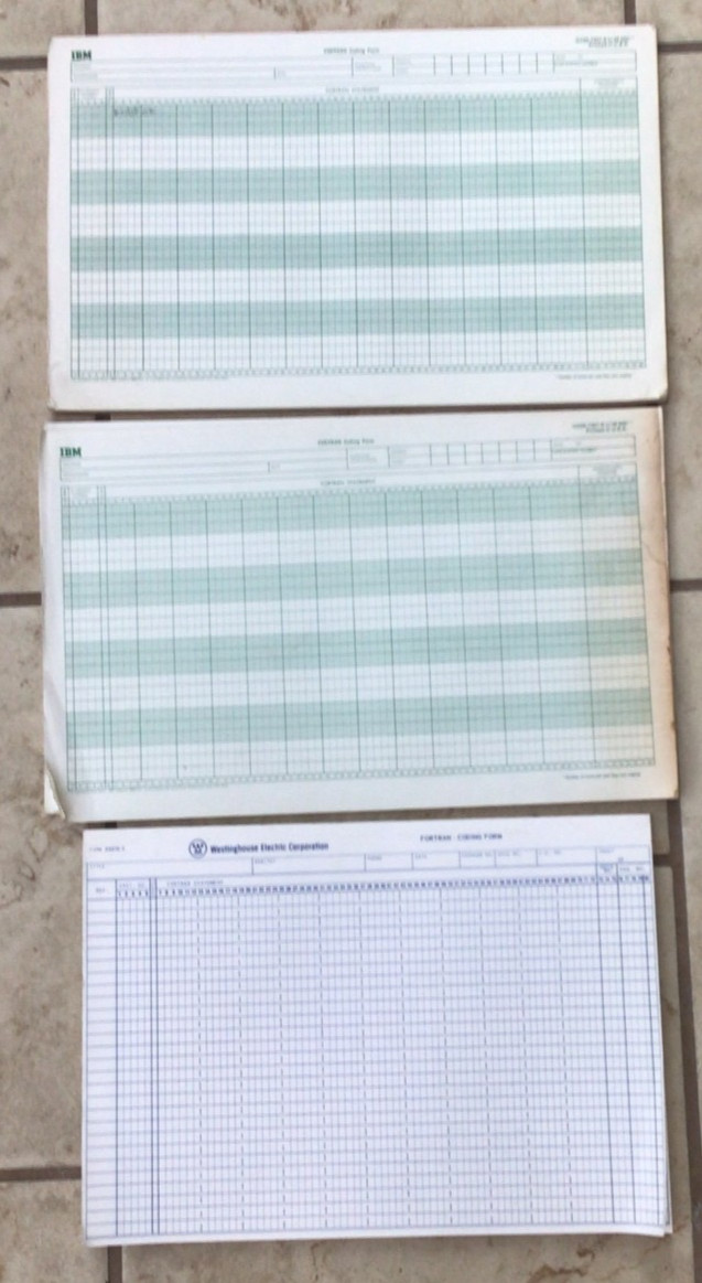 Vintage 1970s FORTRAN CODING FORMS 3 Tablets IBM and Westinghouse