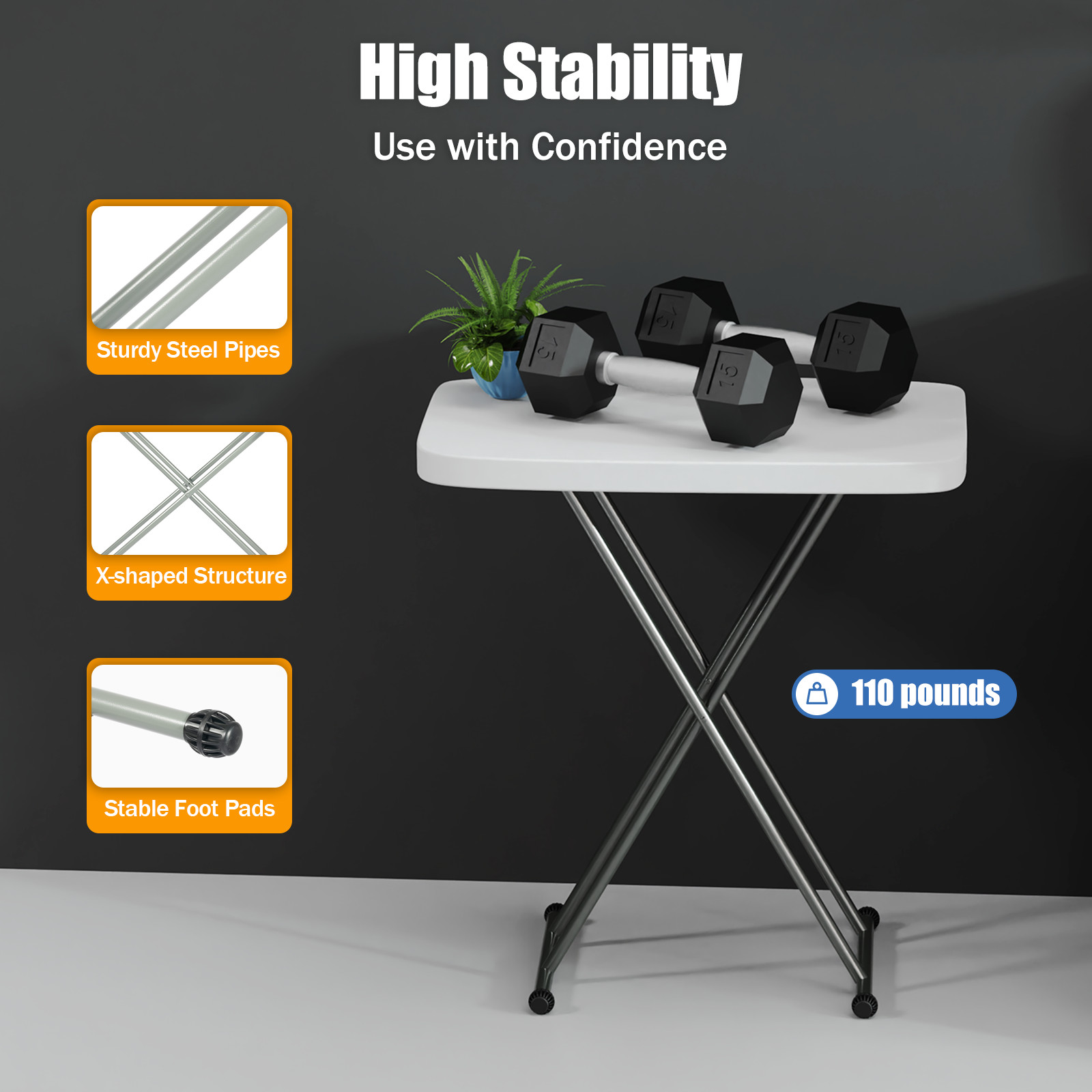 Portable Indoor Outdoor Folding Table Picnic Adjustable Height Camping Table