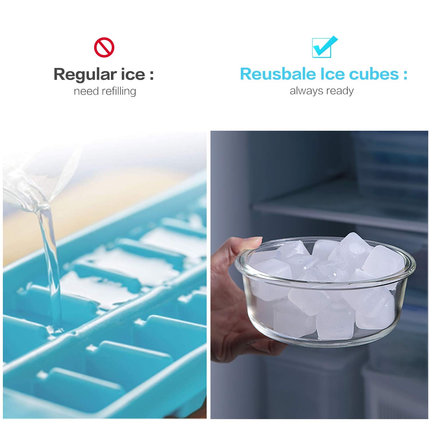 60 Pcs Reuable Ice Cubes White Clear Plastic Cube to Keep 0.98”,