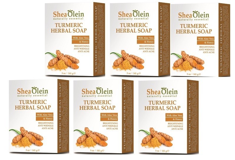 6 Pack Shea Olein -Turmeric Herbal - Soap 5 OZ