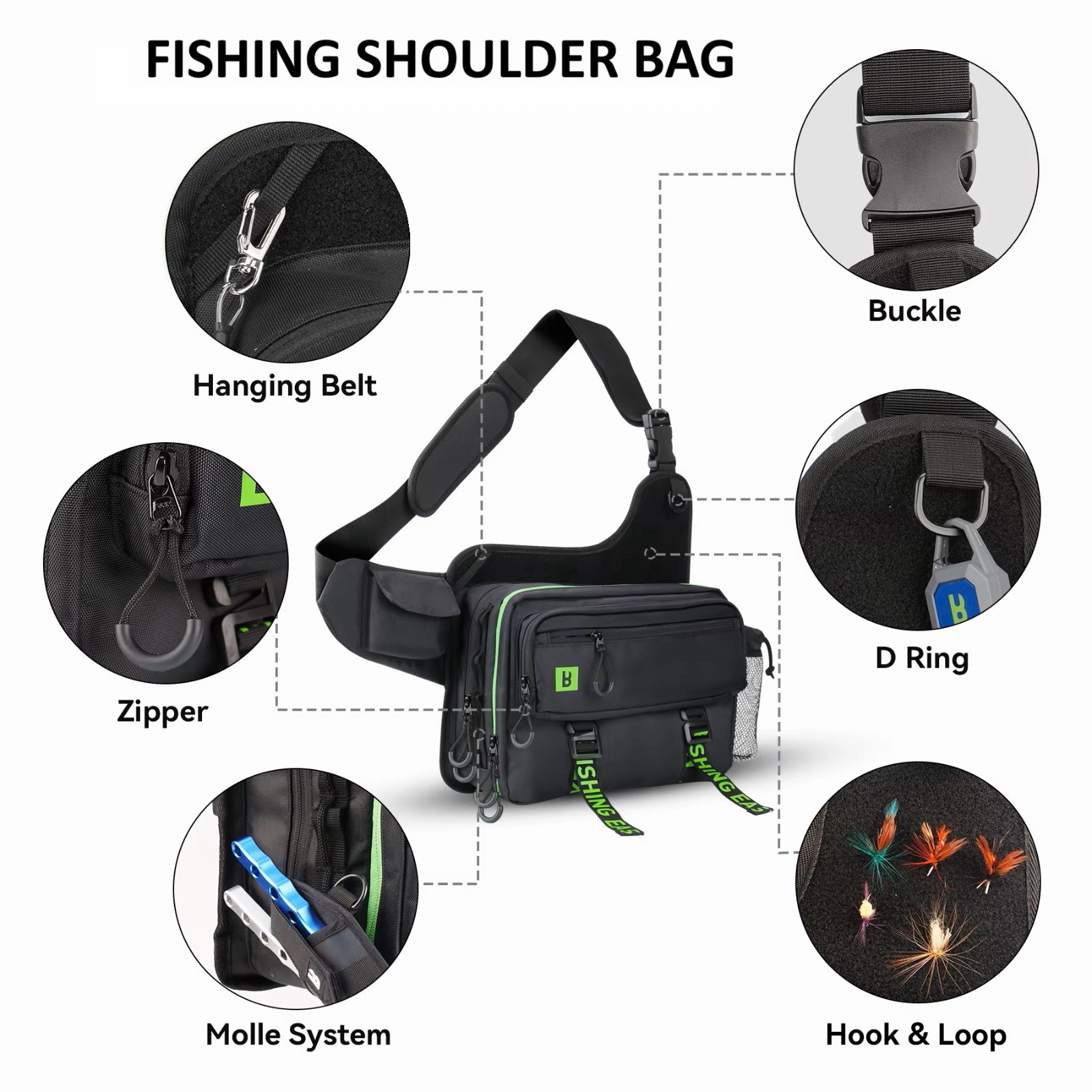 Lure fishing Shoulder Bag Multifunctional tackle bag cross black bait tray NEW