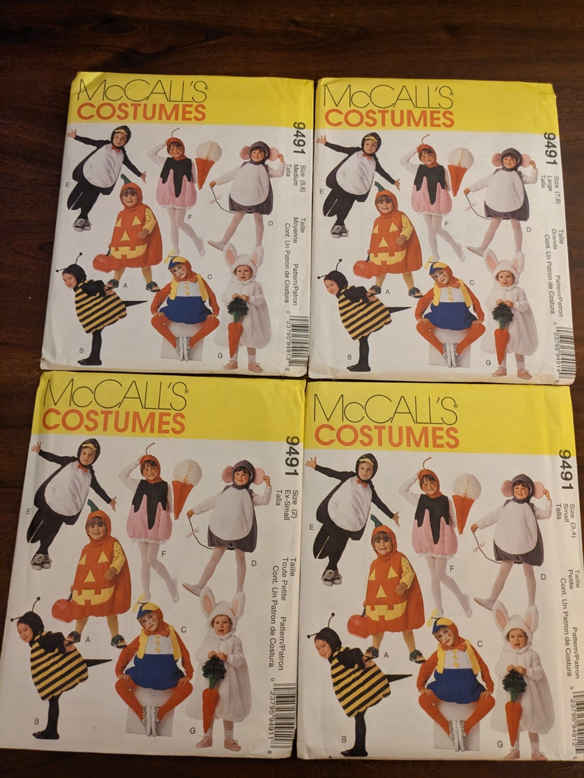 McCalls 9491 Unisex Child Costumes 7 Designs incl Bee Bunny Mouse SZ 2-8 UC FF