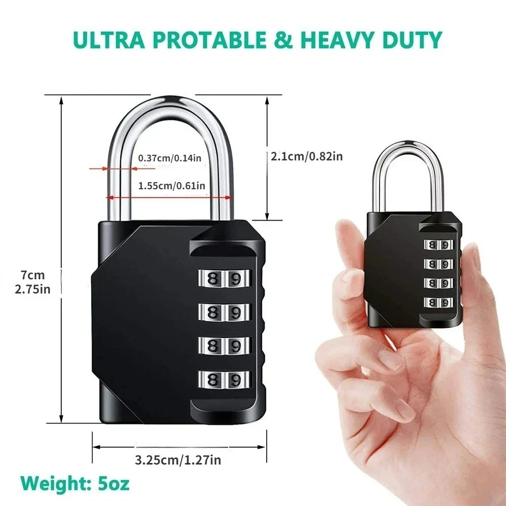 1pc Combination Lock Resettable 4 Digit Padlock with Combination Waterproof.