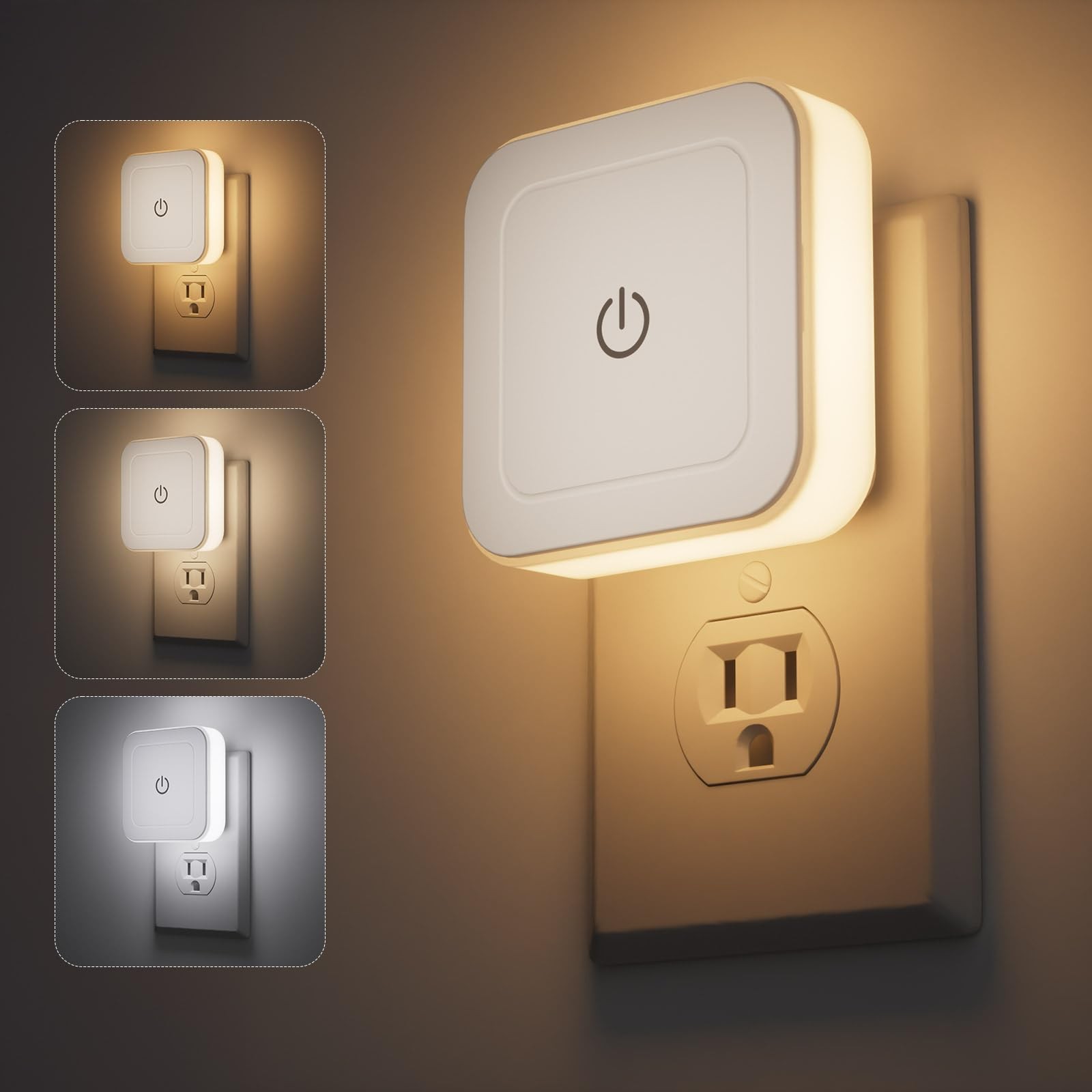 Night Light, 4 Pack 1-50LM Stepless Dimming Night Light with 3CCT (3000K/4500...