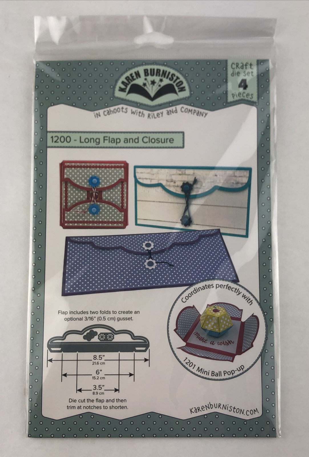 Karen Burniston Dies LONG FLAP  & CLOSURE #1200 Craft Die Set NEW