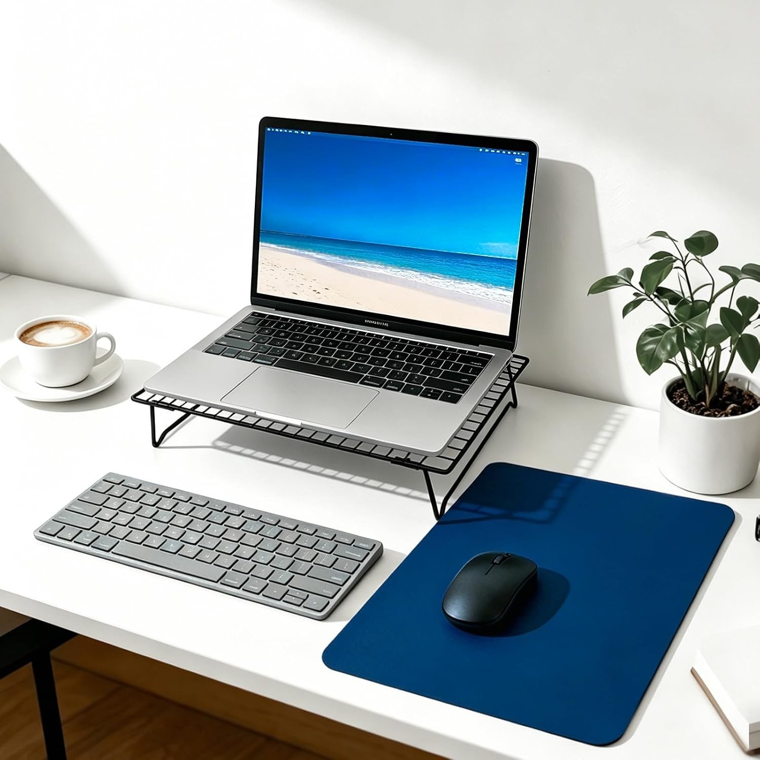 Adjustable Laptop Stand for Desk with Mouse Pad, Ergonomic Metal Foldable Lap...