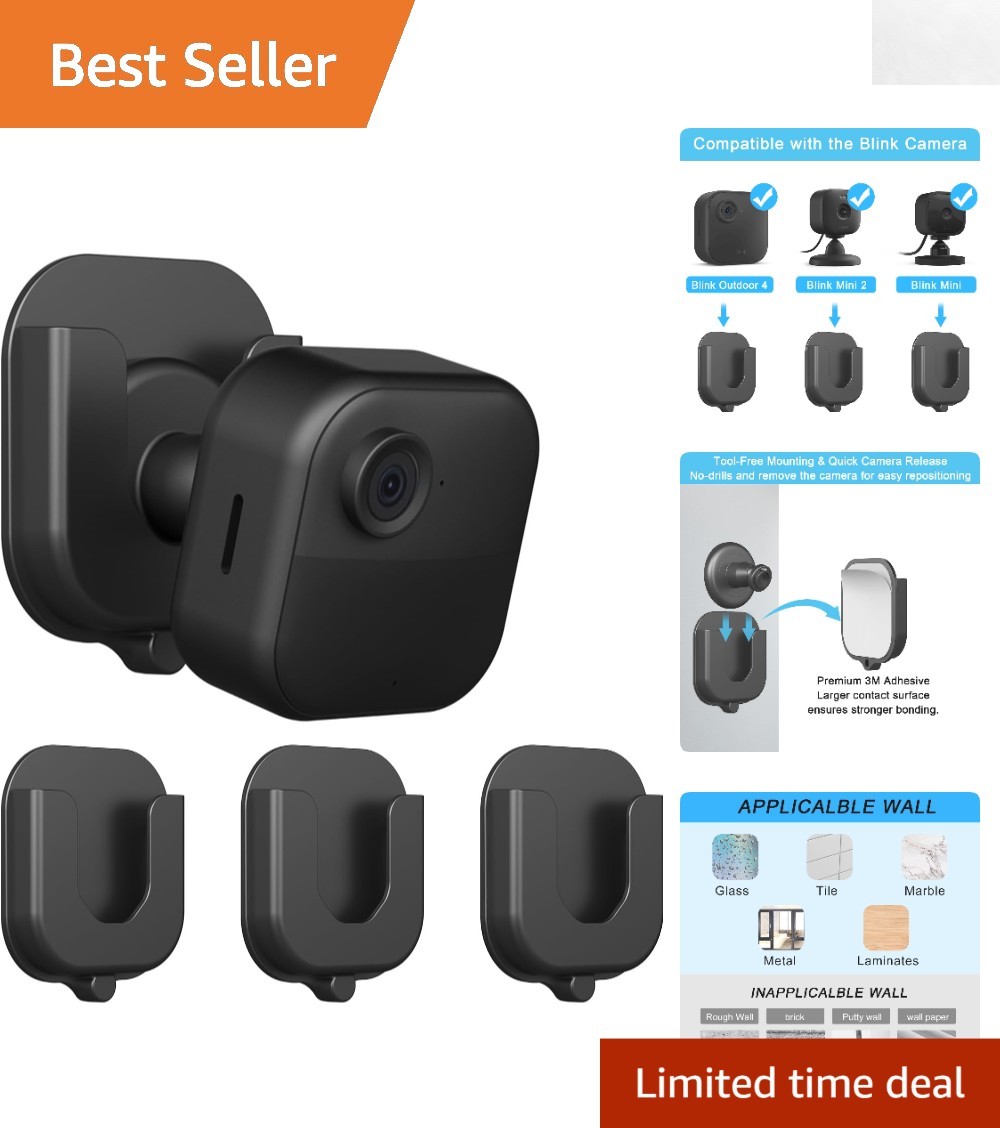3-Pack Adhesive Wall Mount Bracket for Blink Cameras - No Tools, Easy Install