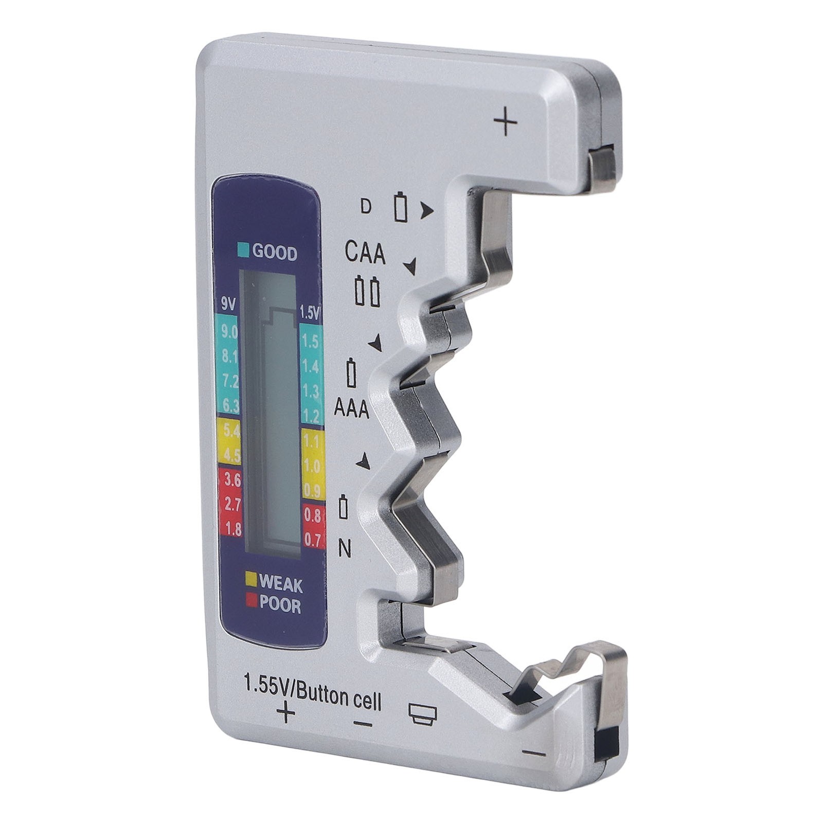 Digital Battery Tester LCD Screen Button Cell Battery Checker Silver